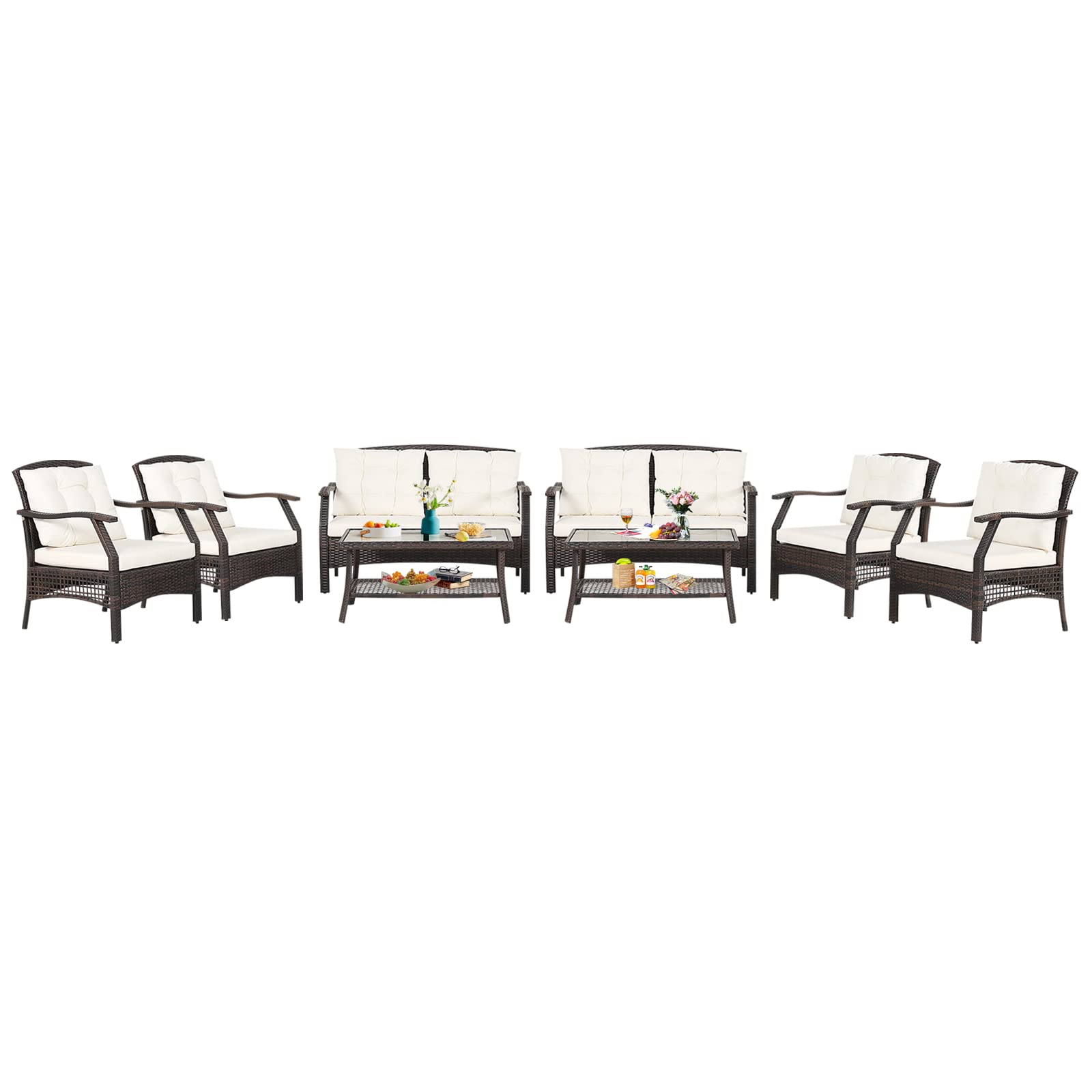 Tangkula Salon de jardin en rotin, Patiojoy Salon de jardin en osier